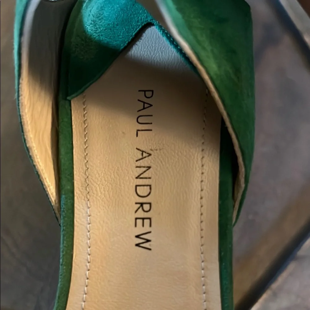 🛑 1 hour sale. Paul Andrew, Green suede heels, laces at ankles, size 37 - Picture 7 of 12